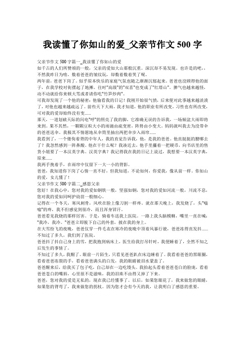 我读懂了你如山的爱_父亲节作文500字