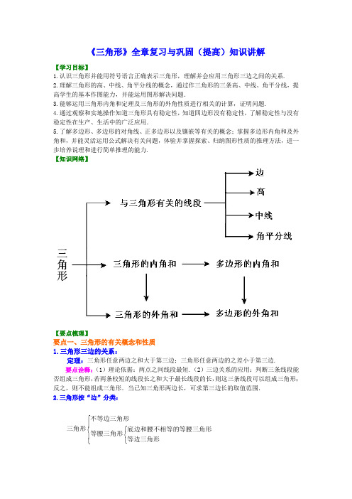 初二数学复习巩固经典《三角形》知识讲解(提高)