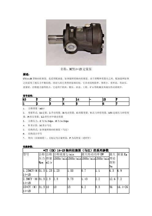 MCY14-1B定量泵