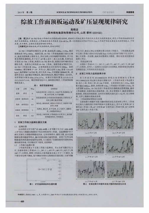 综放工作面顶板运动及矿压显现规律研究