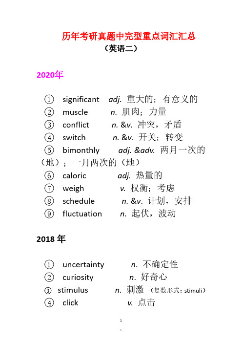 2020完型重点单词汇总(英语二)