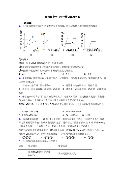 惠州市中考化学一模试题及答案