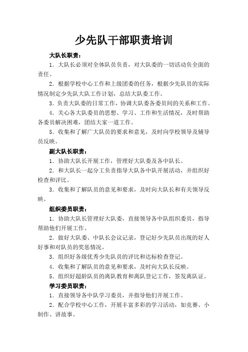 少先队干部职责培训(第二期)