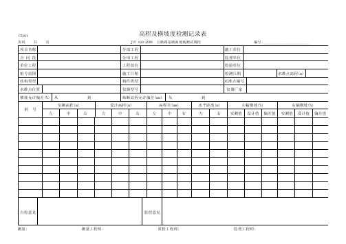 CSA04-高程及横坡度检测记录表