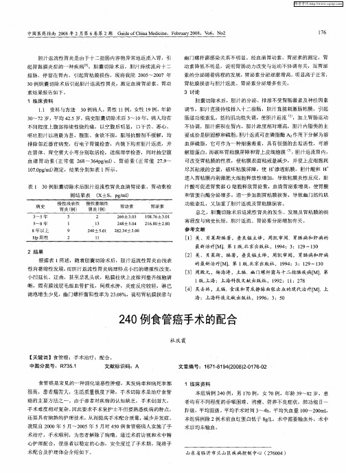 240例食管癌手术的配合