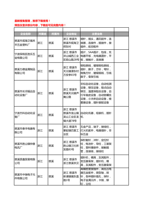 新版浙江省慈溪插针工商企业公司商家名录名单联系方式大全20家
