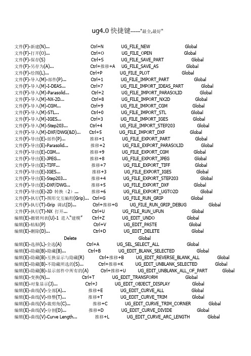 ug4.0快捷键