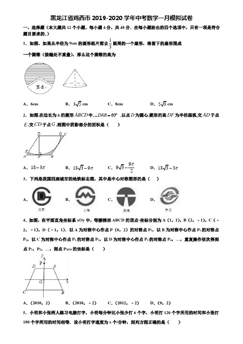 黑龙江省鸡西市2019-2020学年中考数学一月模拟试卷含解析
