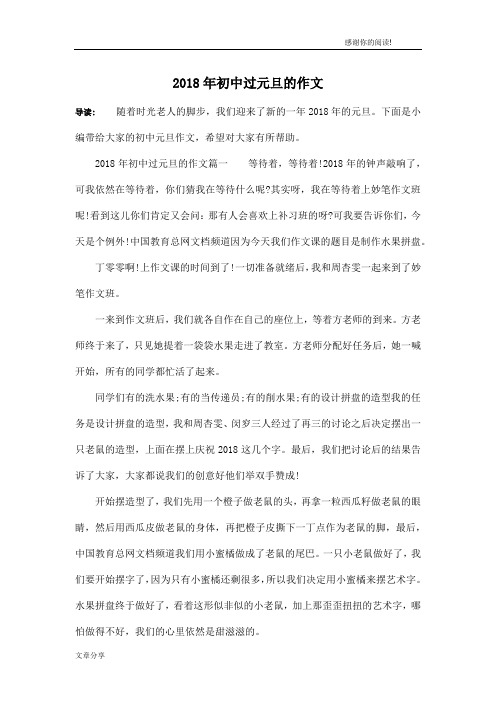 2018年初中过元旦的作文