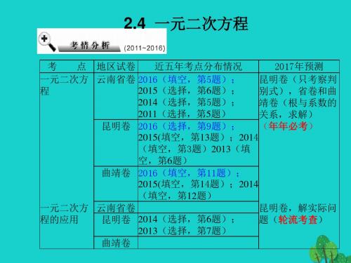 2017届中考数学 第2章 方程(组)与不等式(组)2.4 剖析