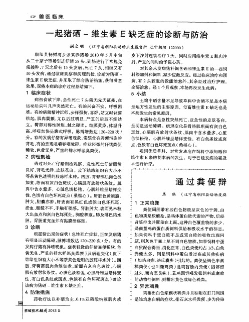一起猪硒-维生素E缺乏症的诊断与防治