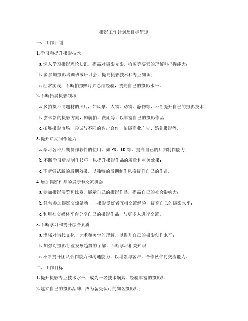 摄影工作计划及目标简短