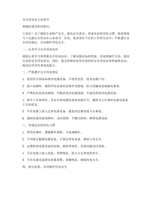 安全用电本人承诺书范文
