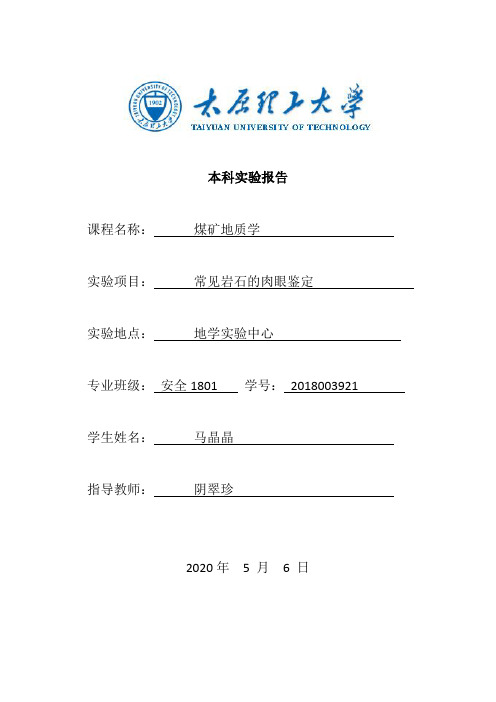 三大岩石的肉眼鉴定实验报告