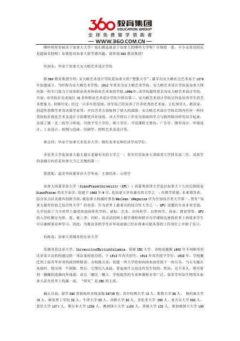 哪些明星曾就读于加拿大大学