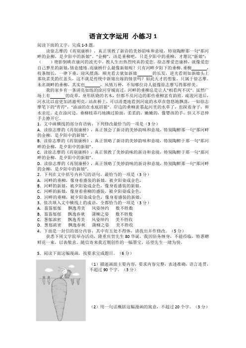 语言文字运用 小练习1(含答案)