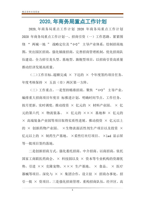 2020,年商务局重点工作计划