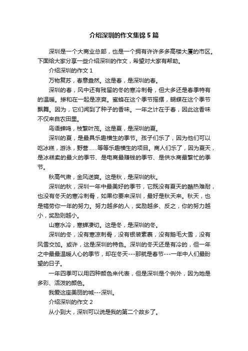 介绍深圳的作文集锦5篇