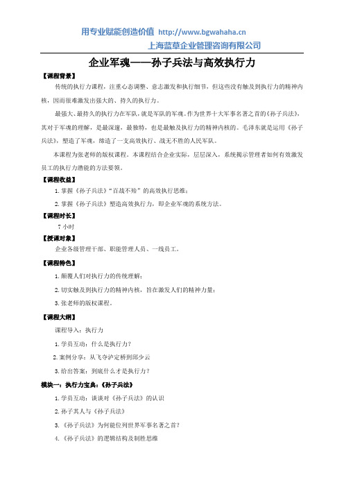 《企业军魂——孙子兵法与高效执行力》