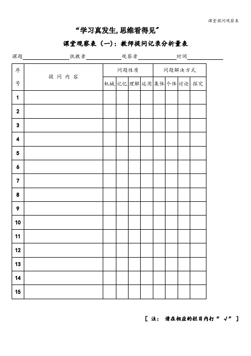 课堂提问观察表