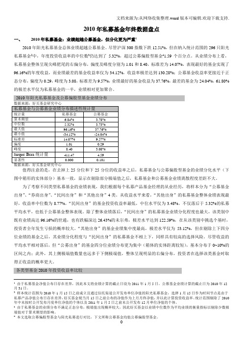 (重要)私募基金2010数据