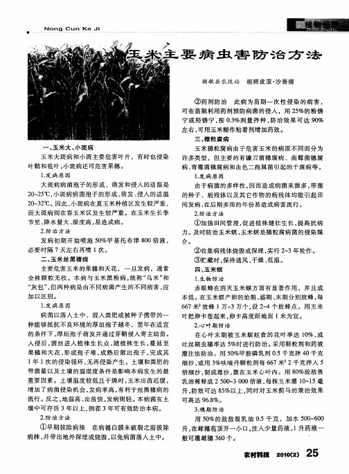 玉米主要病虫害防治方法