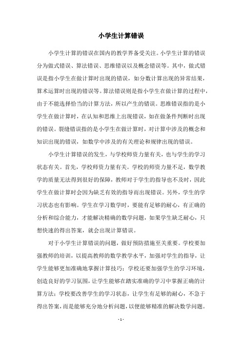 小学生计算错误