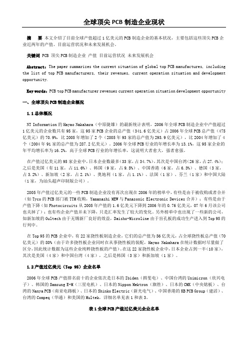 全球顶尖PCB制造企业现状
