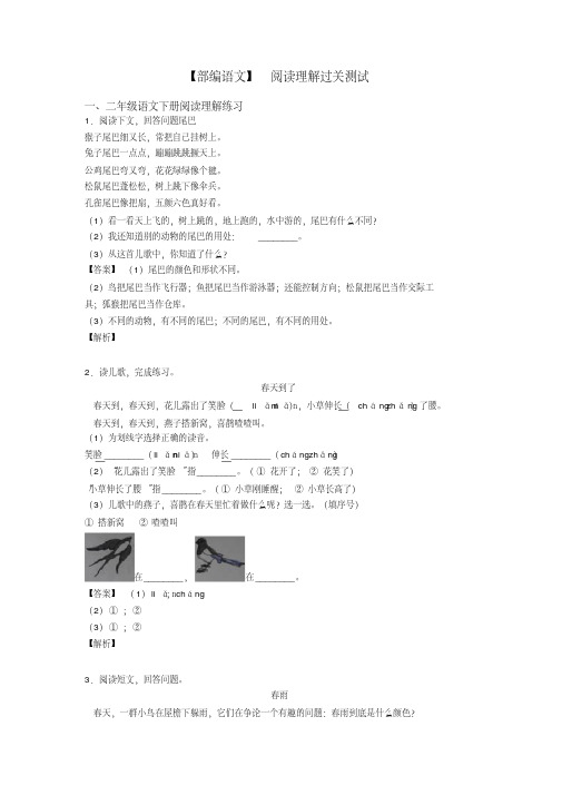 二年级【部编语文】阅读理解过关测试
