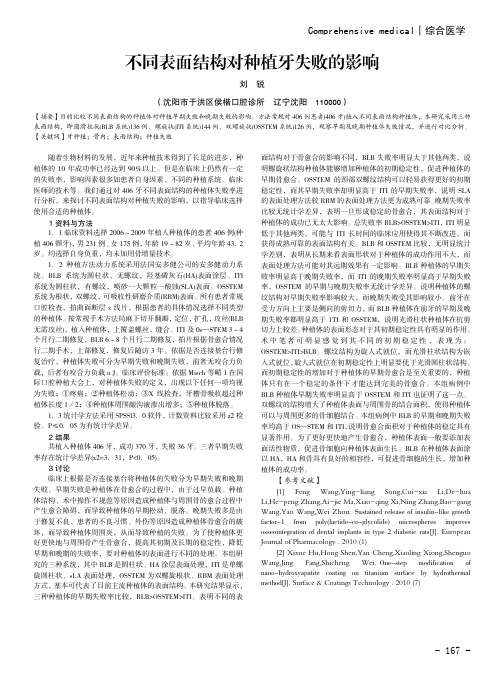 不同表面结构对种植牙失败的影响