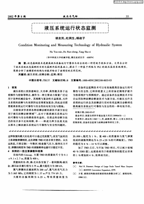 液压系统运行状态监测