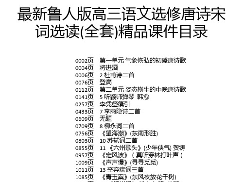 最新鲁人版高三语文选修唐诗宋词选读(全套)精品课件