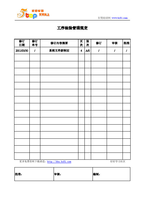 工序检验管理规定