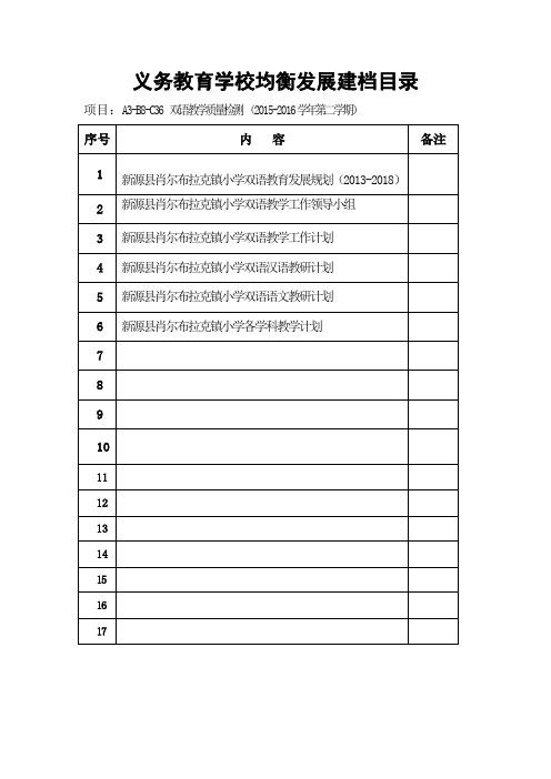 均衡双语档案目录2015-2016第二学期