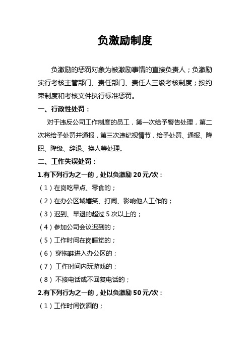 负激励制度