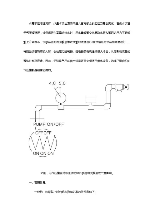 隔膜式气压罐容积计算及压力等级选择