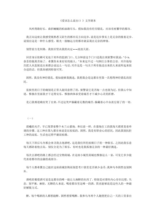 《爱该怎么说出口 》文学剧本