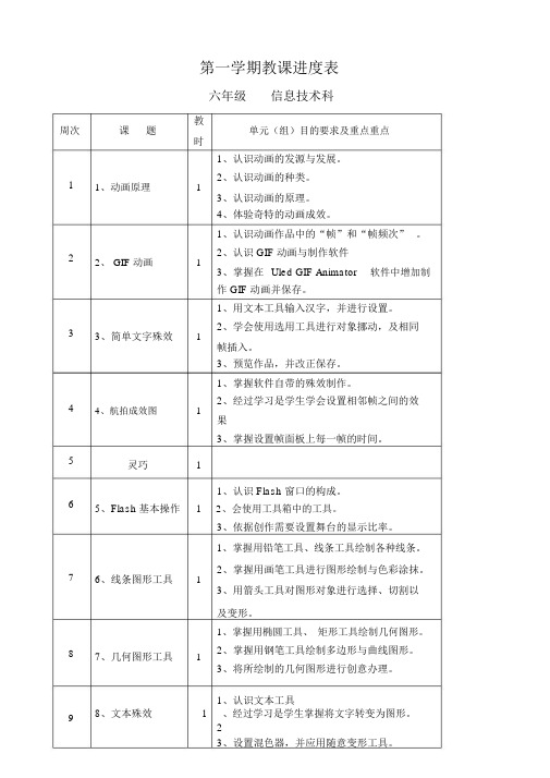 2016新编闽教版小学信息技术六年级上册教案