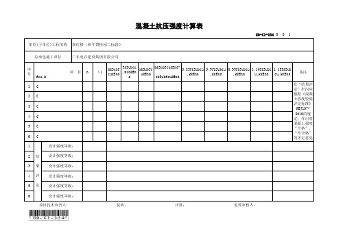 GD-C1-334 (同条件)混凝土抗压强度计算表