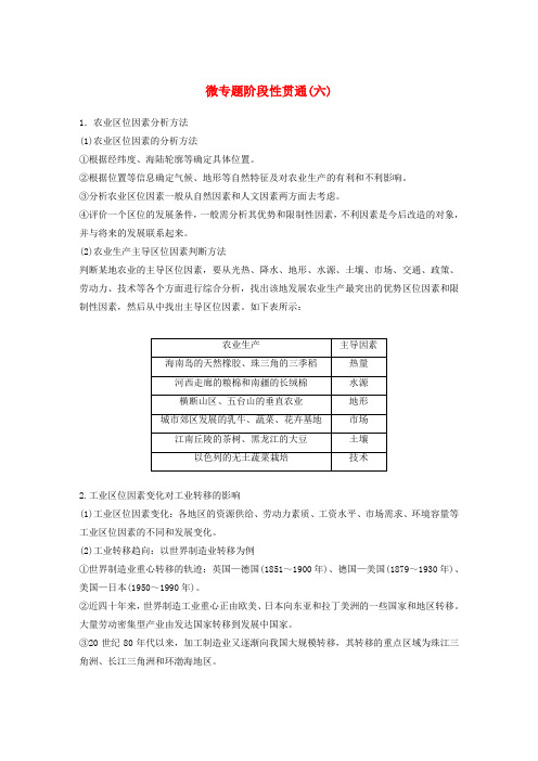 2018版高考地理复习专题六区域产业活动微专题阶段性贯通学案