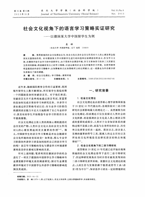 社会文化视角下的语言学习策略实证研究——以德国某大学中国留学生为例
