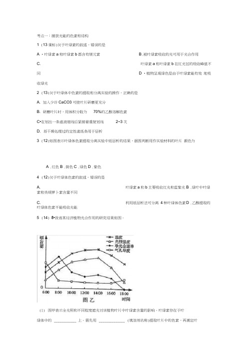 2015年高考生物专用近5年高考真题分类与答案详细讲解_光合作用