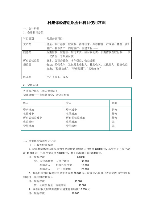 村集体经济组织会计科目使用常识