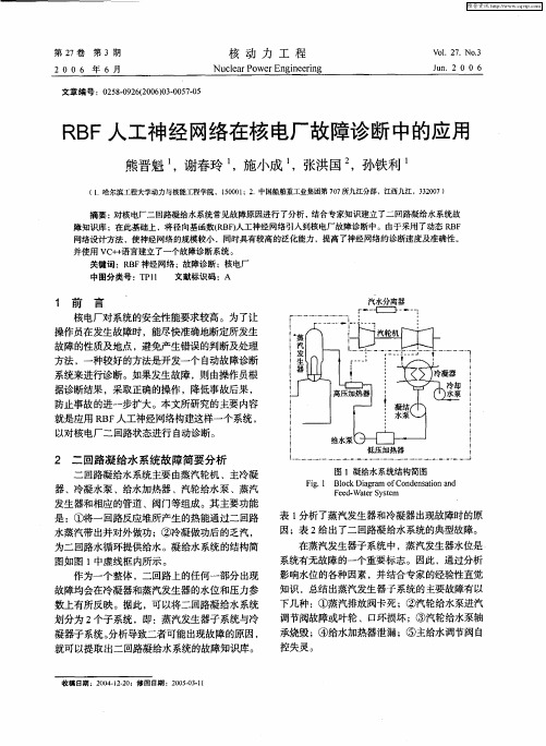 RBF人工神经网络在核电厂故障诊断中的应用