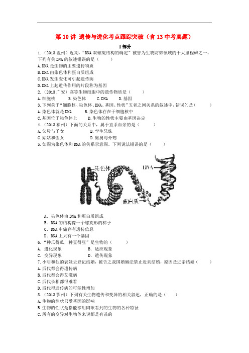 【聚焦中考】(浙江地区专版)2014中考科学总复习 第10讲 遗传与进化考点跟踪突破(含13中考真题)(无答案)