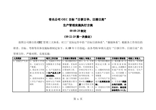 帝光公司OEC目标“日事日毕、日清日高”实施方案-8页文档资料