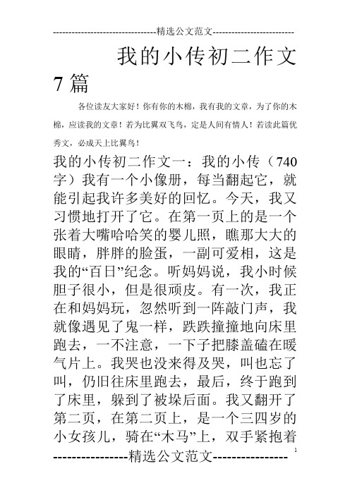 我的小传初二作文7篇