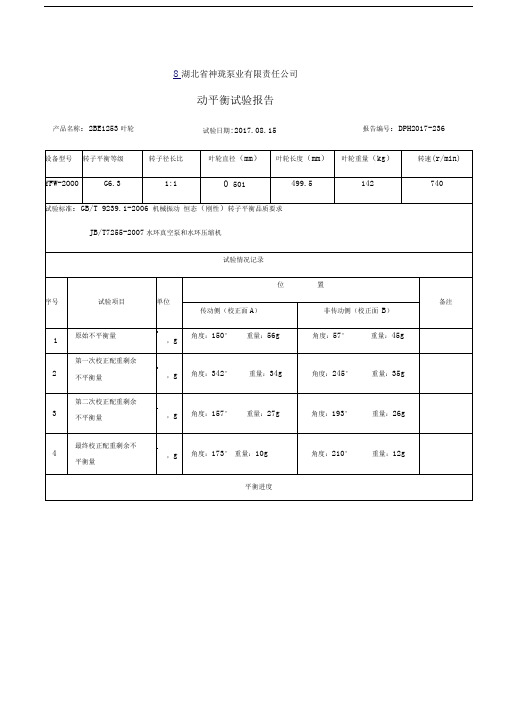 叶轮动平衡试验报告C