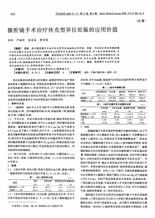 腹腔镜手术治疗休克型异位妊娠的应用价值