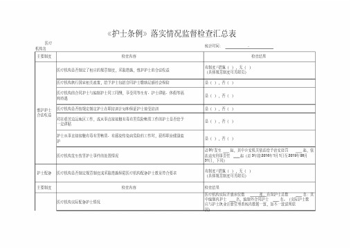 《护士条例》落实情况监督检查表